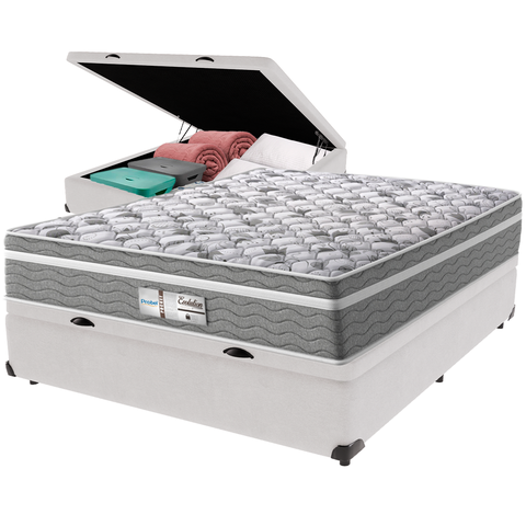 Cama Box Baú e Colchão Evolution Molas Ensacadas Casal Probel: Branco