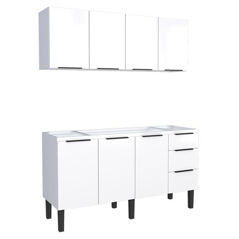 Cozinha Completa Gabinete Para Pia 160cm e Armário Aéreo Jupter Cozimax Branco