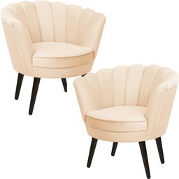 Kit Duas Poltronas Pétalas em Sued Premium Bege - 1 Kit Duas Poltronas Pétalas em Sued Premium Bege - 1