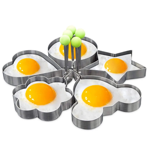 Kit Forma Modeladora em Aço Inox para Ovo Frito, Panqueca, Omelete - 5 Pçs