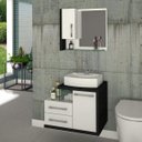 Ver imagem 1 de Conjunto para Banheiro Gabinete com Cuba RT41 e Espelheira Legno 650W Branco/c/Preto Onix
