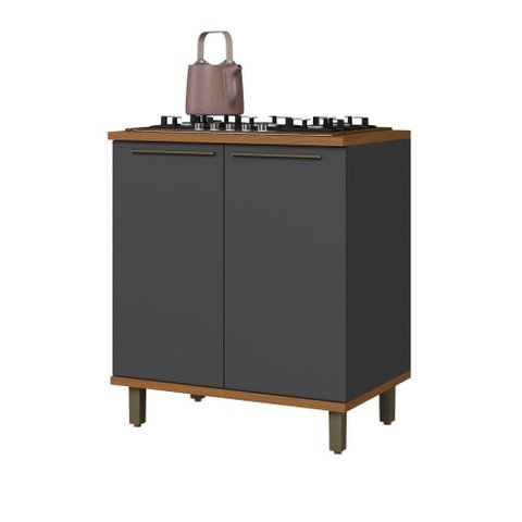 Balcão de Cozinha 80cm Munique 2 Portas Chumbo - Indekes