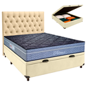 Ver imagem 1 de Kit Cama Box Bau + Cabeceira + Colchão Casal Molas Ensacadas - Petrus - Paropas