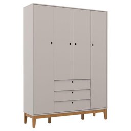 Quarto de Bebê Unique 4 Portas com Cômoda 6 Gavetas e Painel Farm com Led Cinza Eco Wood - Matic - 5