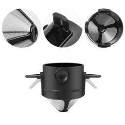 Kit 5 Un Mini Coador de Café Individual Portátil Inox P Copo - 1