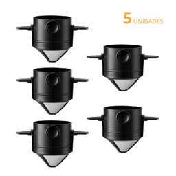Kit 5 Un Mini Coador de Café Individual Portátil Inox P Copo - 7