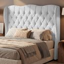 Ver imagem 6 de Cabeceira Cama Box King Size Alora 195cm Estofada Capitonê Moderna Bouclê Branco - Desk Design