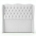 Ver imagem 1 de Cabeceira Cama Box King Size Alora 195cm Estofada Capitonê Moderna Bouclê Branco - Desk Design