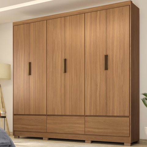 Guarda Roupa Casal 6 Portas e 3 Gavetas Himalaia - Amêndola Touch