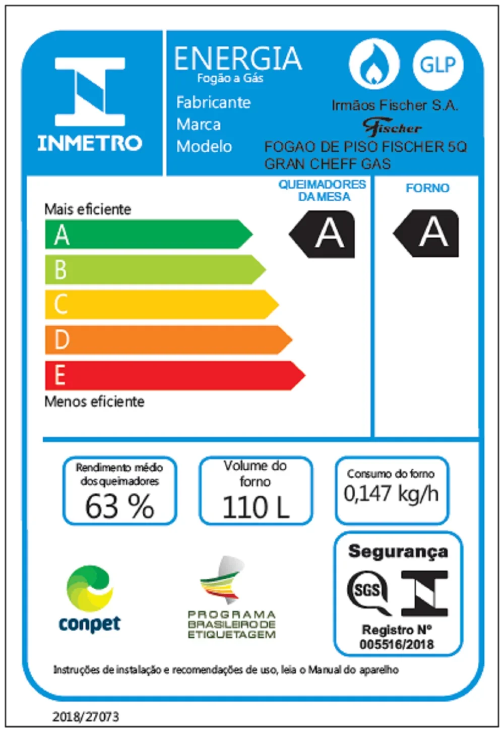 Fogão 5 Bocas Gran Cheff Bivolt Gás Fischer - 5