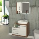 Ver imagem 1 de Conjunto para Banheiro Gabinete com Cuba e Espelheira Legno 650W Branco