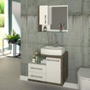 Ver imagem 1 de Conjunto para Banheiro Gabinete com Cuba e Espelheira Legno 650W Branco/Carvalho Dark