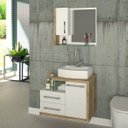 Ver imagem 1 de Conjunto para Banheiro Gabinete com Cuba e Espelheira Legno 650W Branco