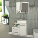 Ver imagem 1 de Conjunto para Banheiro Gabinete com Cuba e Espelheira Legno 650W Branco