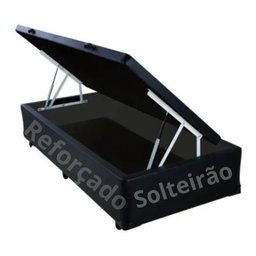 Cama Box Bau Solteirão Premium ( Blindada ) Super Reforçada - Corino - Preto - 4
