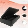 Cama Box Bau Solteirão Premium ( Blindada ) Super Reforçada - Corino - Preto - 2