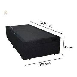 Cama Box Bau Solteirão Premium ( Blindada ) Super Reforçada - Corino - Preto - 8