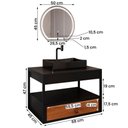 Ver imagem 3 de Gabinete Harley com Cuba Torneira Espelho Redondo Led 50cm Preto/nature