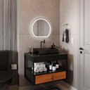 Ver imagem 2 de Gabinete Harley com Cuba Torneira Espelho Redondo Led 50cm Preto/nature