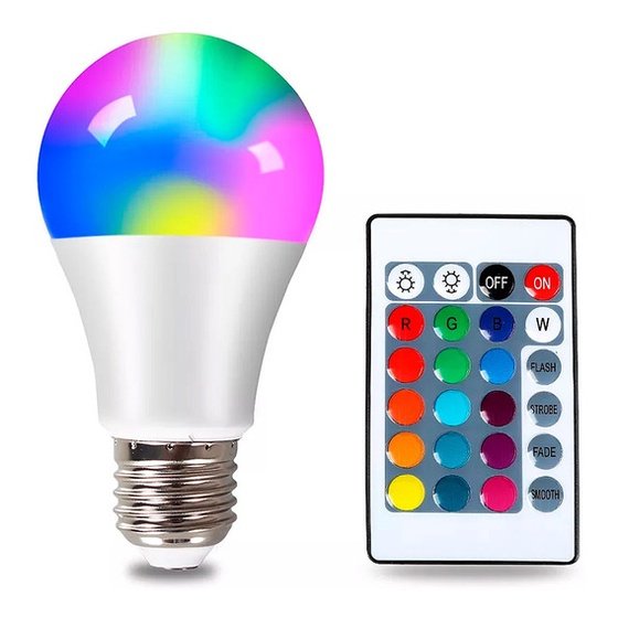 Lampada Bulbo Led Rgb E27 Bivolt 5w Cores + Controle Remoto