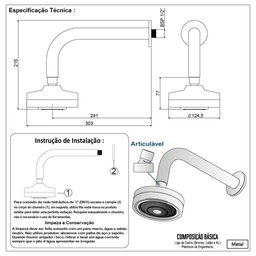 Chuveiro Ducha Autolimpante Redondo Cromado Articulável - 6