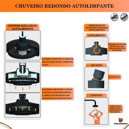 Chuveiro Ducha Autolimpante Redondo Cromado Articulável - 7