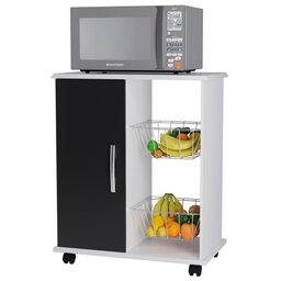 Balcao de Cozinha com Fruteira 1 Pt Ia04 Branco Preto Mpri Branco Preto - 1