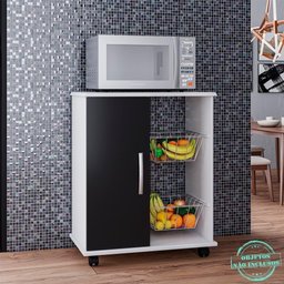 Balcao de Cozinha com Fruteira 1 Pt Ia04 Branco Preto Mpri Branco Preto - 3