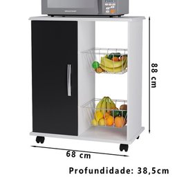 Balcao de Cozinha com Fruteira 1 Pt Ia04 Branco Preto Mpri Branco Preto - 4