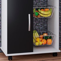 Balcao de Cozinha com Fruteira 1 Pt Ia04 Branco Preto Mpri Branco Preto - 5