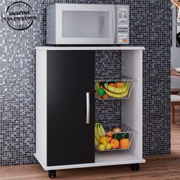 Balcao de Cozinha com Fruteira 1 Pt Ia04 Branco Preto Mpri Branco Preto - 7