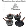 Conjunto de Panelas Antiaderente Preto com Tampa de Vidro - 4 Peças - 3