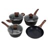 Conjunto de Panelas Antiaderente Preto com Tampa de Vidro - 4 Peças - 8