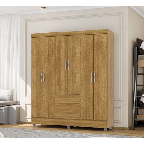Guarda Roupa Ideal 6 Portas 2 Gavetas - Nature Vila Rica