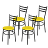Jogo 4 Cadeiras Para Cozinha Epoxi Craqueada Assento Estofado - Amarelo - 1