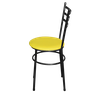 Jogo 4 Cadeiras Para Cozinha Epoxi Craqueada Assento Estofado - Amarelo - 4