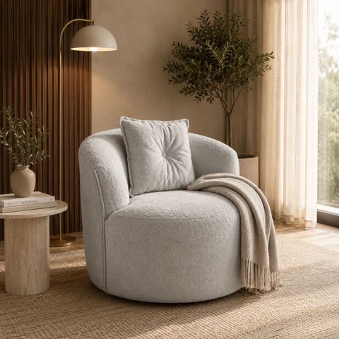 Poltrona Sala Orgânica Confortável Reforçada Bouclé Quarto
