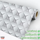Ver imagem 2 de Papel de Parede Estampa Losangos 3d Cinza Adesivo Resistente Flexível 3m