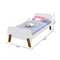 Cama Infantil Montessoriana Solteiro Lisa - Branco E Mel - Cor: Branco - 2
