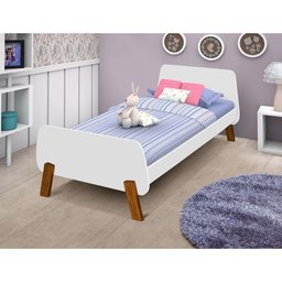 Cama Infantil Montessoriana Solteiro Lisa - Branco E Mel - Cor: Branco - 1