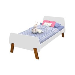 Cama Infantil Montessoriana Solteiro Lisa - Branco E Mel - Cor: Branco - 3