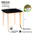 Ver imagem 2 de Mesa de Jantar Quadricurva 80x80cm 2 a 4 Lugares em Madeira - Dina - Preta