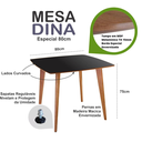 Ver imagem 2 de Mesa de Jantar Quadricurva 80x80cm 2 a 4 Lugares em Madeira - Dina - Preta