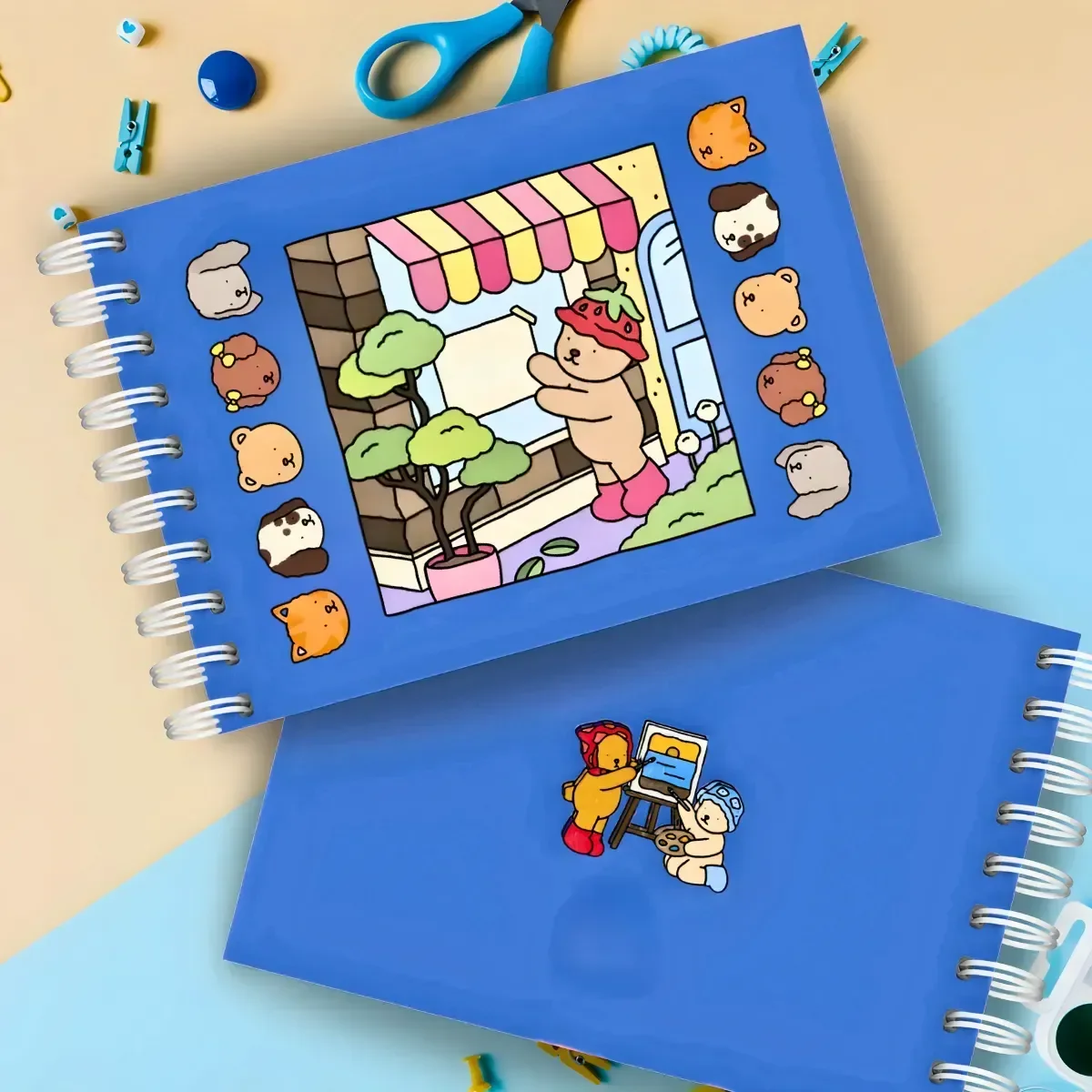 Kit Livro de Colorir Capa Dura + 24 Canetinhas Coloridas- Azul - 7