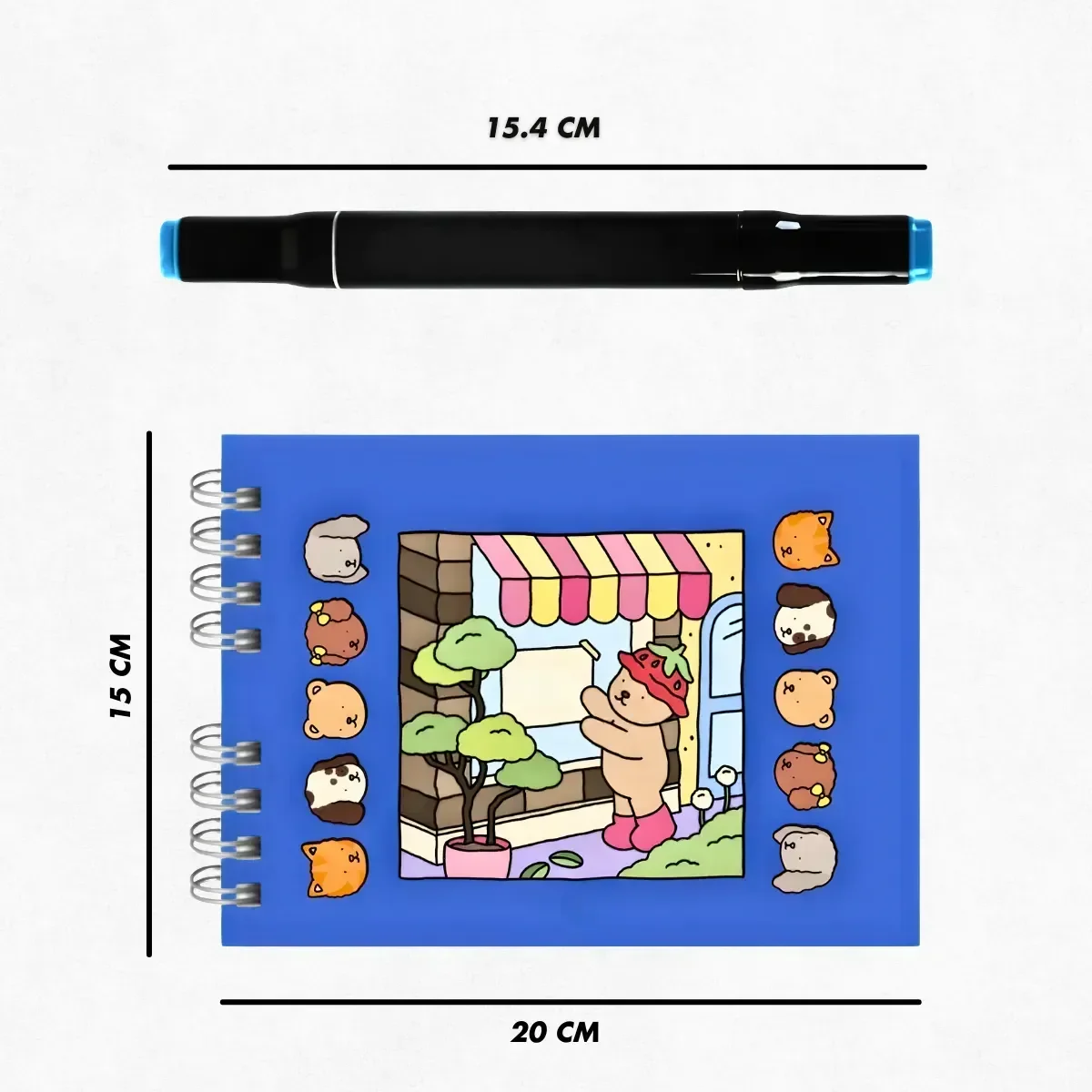 Kit Livro de Colorir Capa Dura + 24 Canetinhas Coloridas- Azul - 11