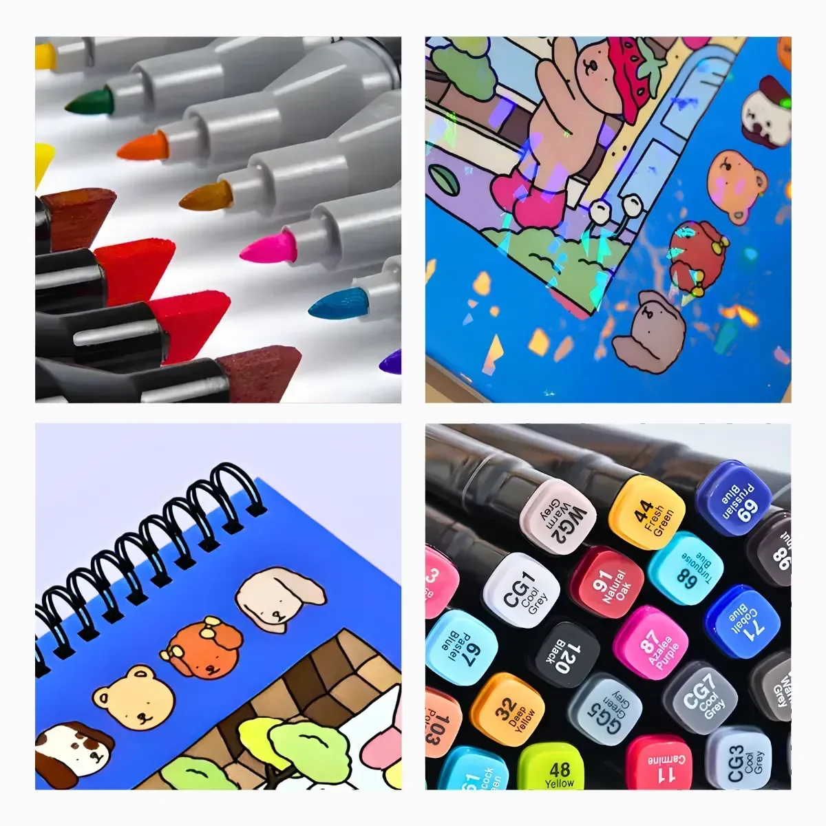 Kit Livro de Colorir Capa Dura + 24 Canetinhas Coloridas- Azul - 10