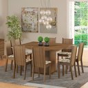 Ver imagem 1 de Conjunto Sala de Jantar Madesa Clarice Mesa Tampo de Madeira com 8 Cadeiras - Rustic/lírio Bege