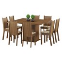 Ver imagem 2 de Conjunto Sala de Jantar Madesa Clarice Mesa Tampo de Madeira com 8 Cadeiras - Rustic/lírio Bege