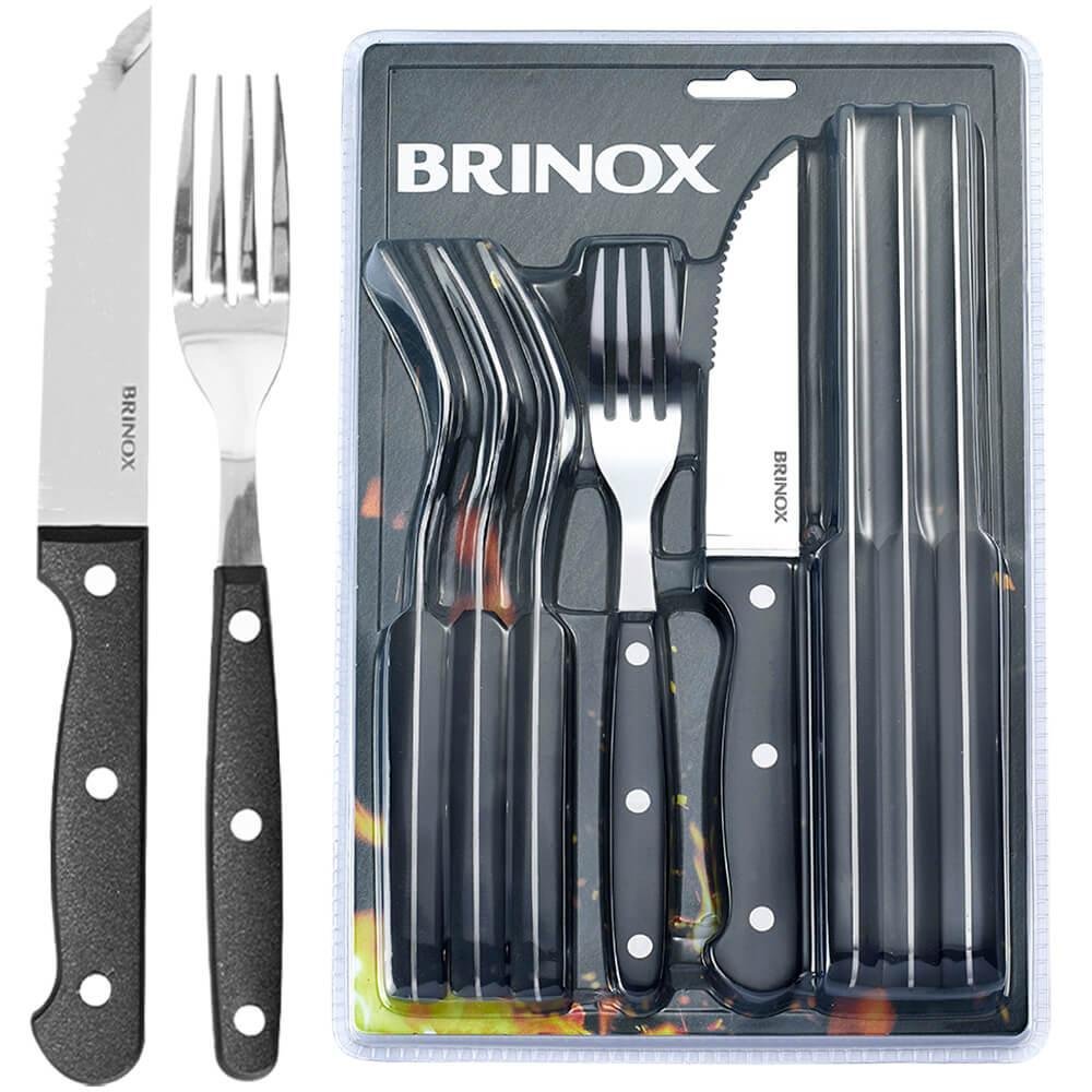 Jogo de Talheres Faqueiro para Churrasco Jumbo Inox 16 Peças Preto Brinox - 2