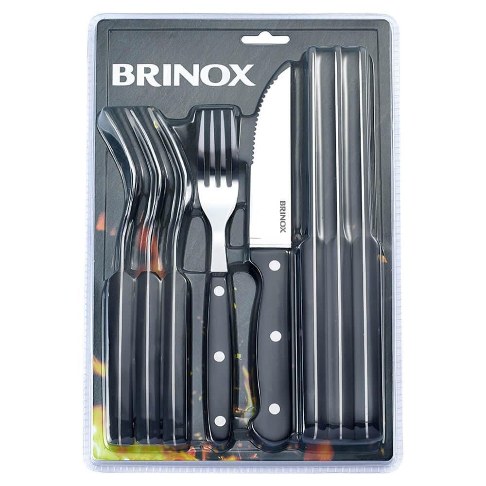 Jogo de Talheres Faqueiro para Churrasco Jumbo Inox 16 Peças Preto Brinox - 3